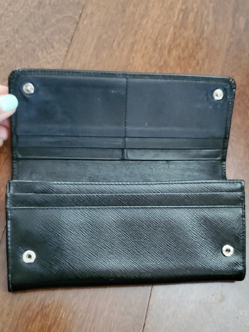 Prada Black Leather Studded Continental Wallet  W/red Lambskin Interior - Picture 9 of 10